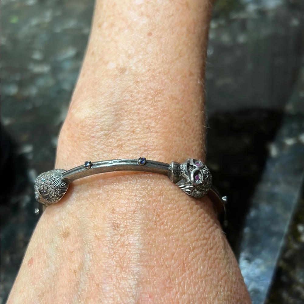 Silver Panther Bangle Bracelet